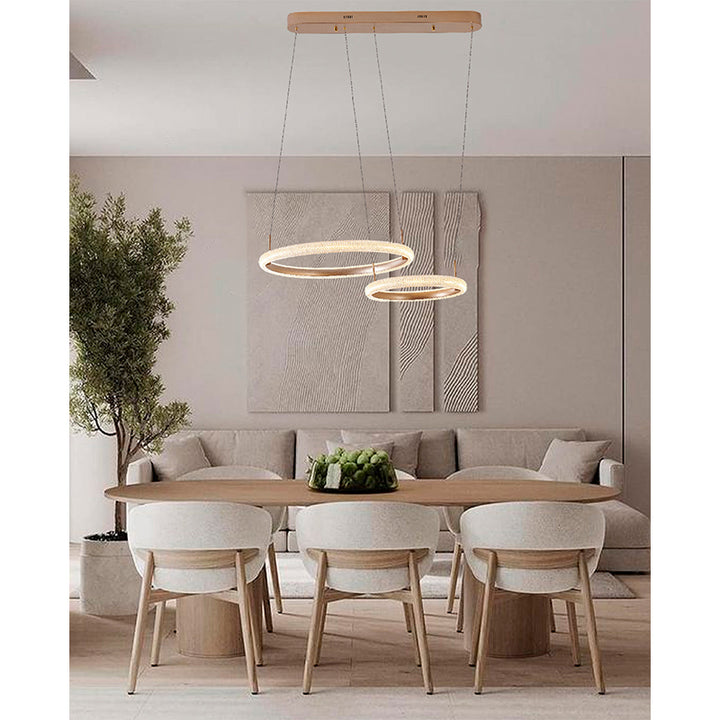 Gold Two Interlocked Ring LED Chandelier with Clear Acrylic Diffuser by Bethel - view 9