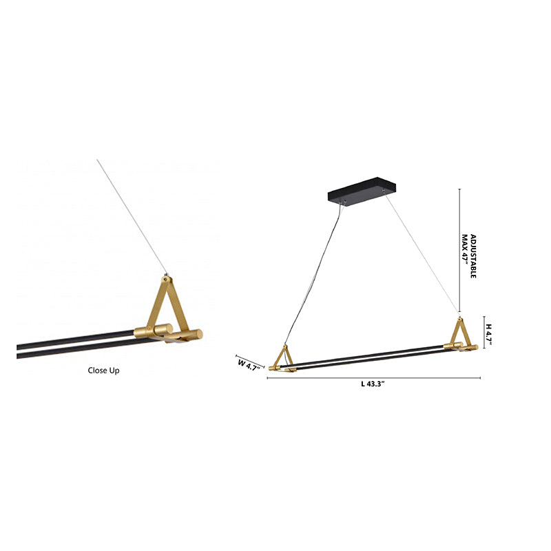 Black & Gold Linear LED Light Fixture by Bethel - view 2