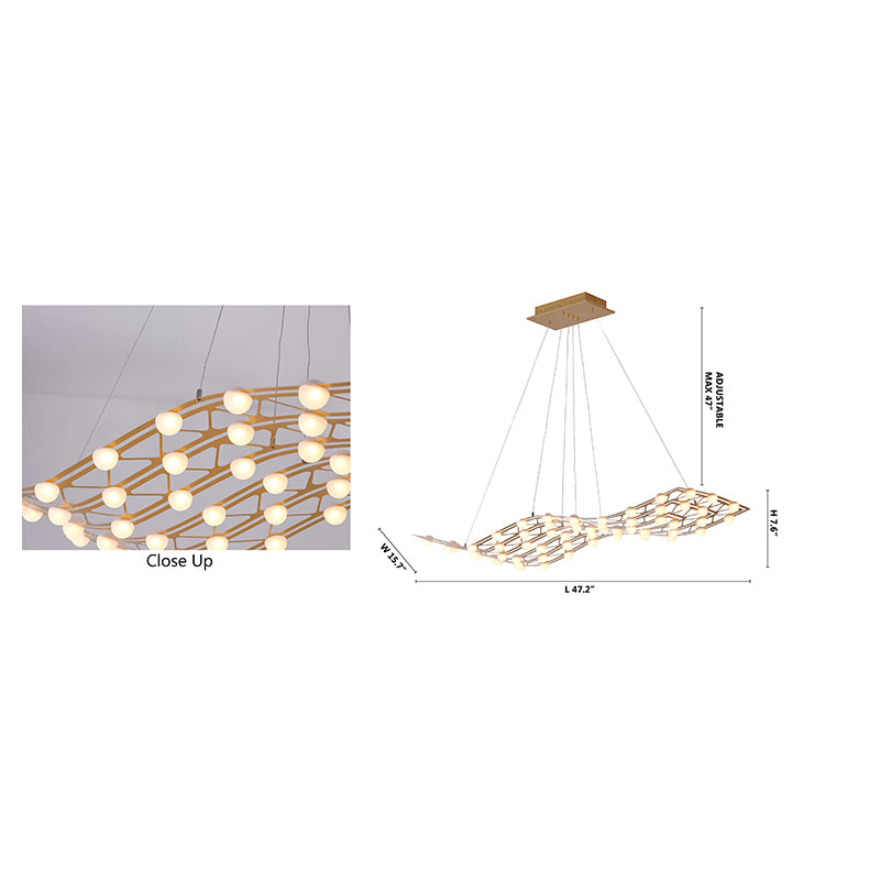 Gold Framed LED Orb Star Light Chandelier with White Acrylic Diffusers by Bethel - view 4