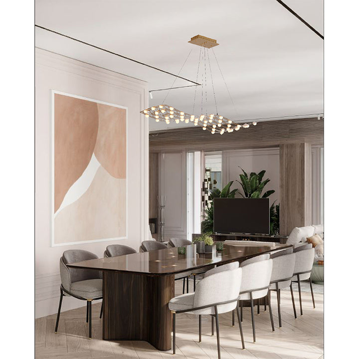 Gold Framed LED Orb Star Light Chandelier with White Acrylic Diffusers by Bethel - view 5