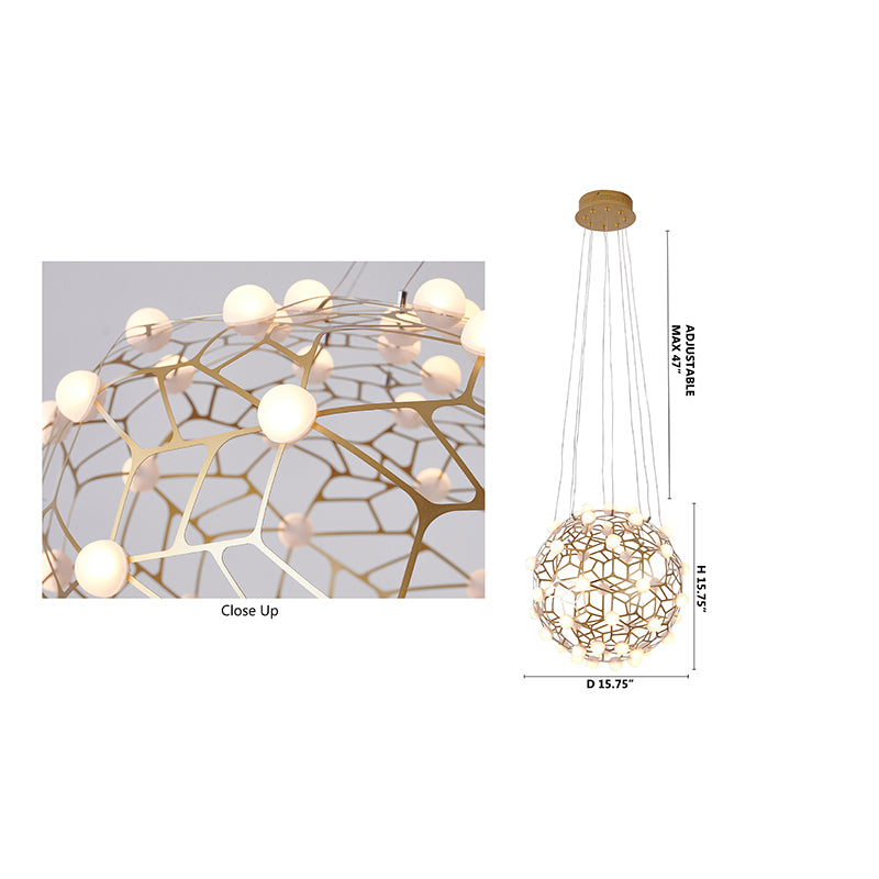 Honeycomb Orb LED Chandelier with Acrylic Diffusers by Bethel - view 4