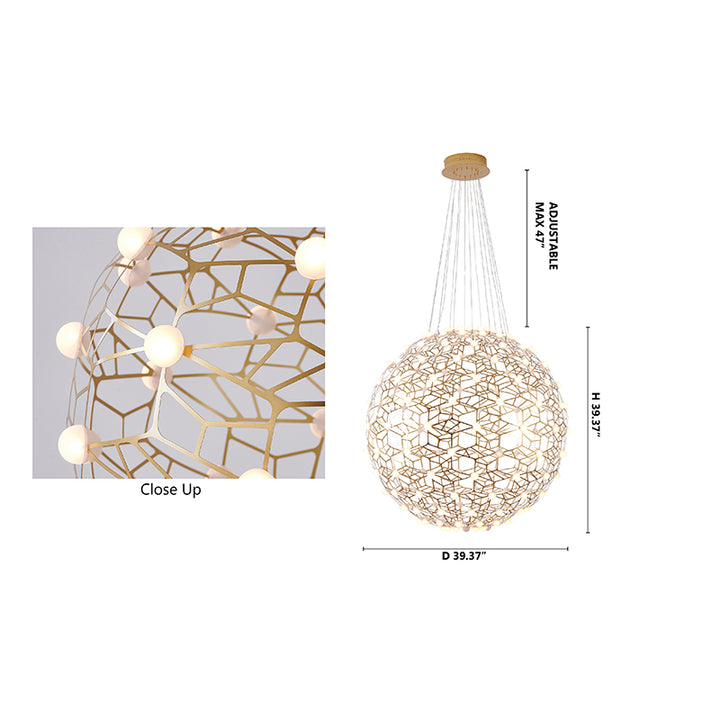 Honeycomb Orb Chandelier with Acrylic Diffusers by Bethel - view 9