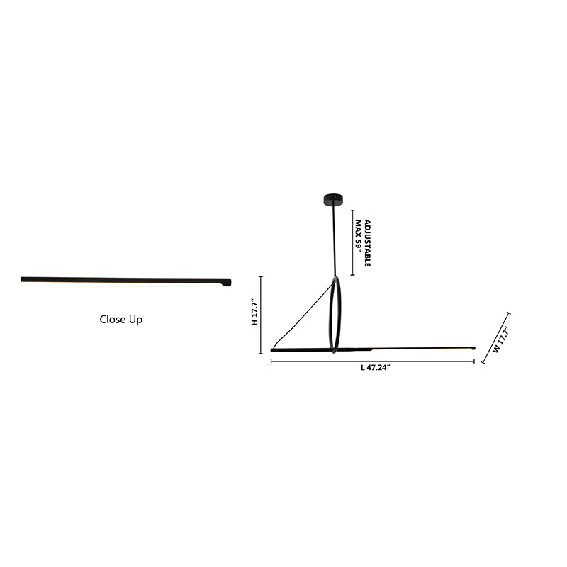 Black Ring and Linear Stick LED Chandelier with White Acrylic Diffuser by Bethel - view 9
