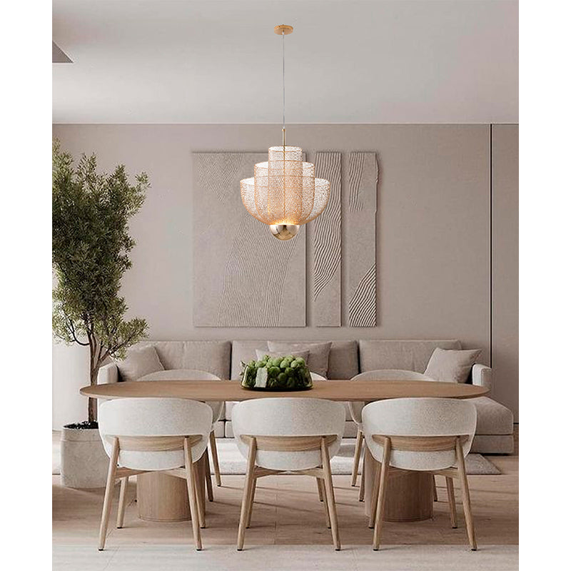 Three Tier Mesh LED Chandelier with Hardware by Bethel - view 4