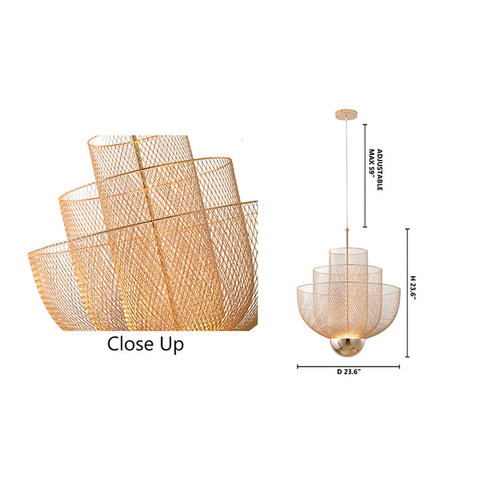 Three Tier Mesh LED Chandelier with Hardware by Bethel - view 5