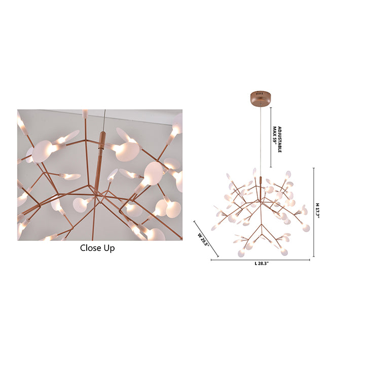Matte Copper Branch Chandelier with White Acrylic Shades by Bethel - view 4