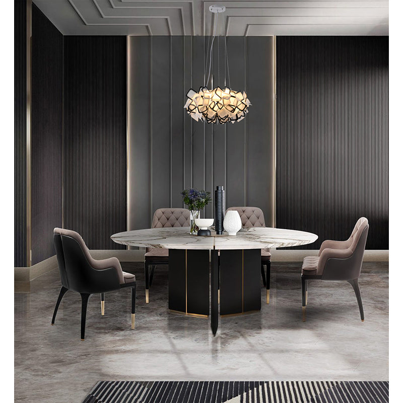 Black &amp; White Acrylic LED Chandelier with White Hardware