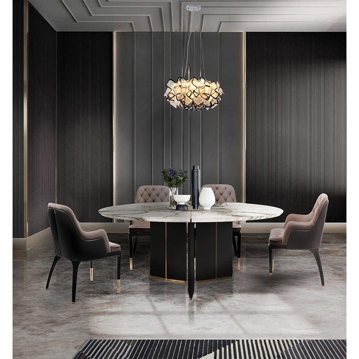 Black &amp; White Acrylic LED Chandelier with White Hardware