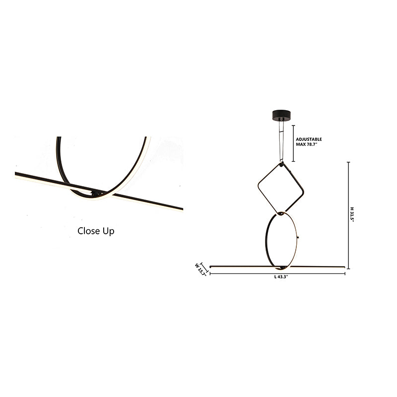 Black Interlocked LED Chandelier with White Acrylic Diffuser by Bethel - view 10