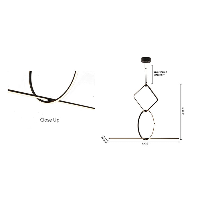 Black Interlocked LED Chandelier with White Acrylic Diffuser by Bethel - view 10