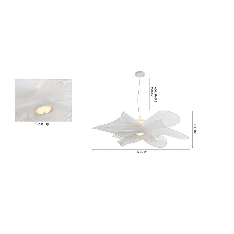 White PVC Net LED Chandelier with White Hardware by Bethel - view 8