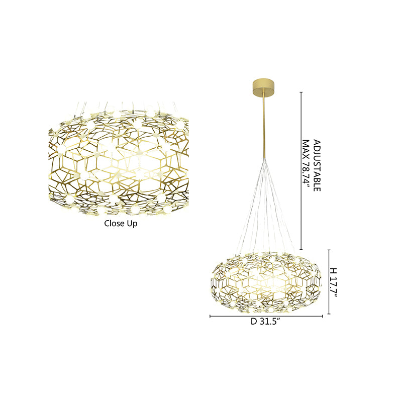 Gold Honey Comb Stainless Steel Frame LED Light Fixture with White Acrylic by Bethel - view 4