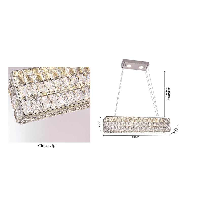 Rectangular Shaped Clear Crystal LED Chandelier by Bethel - view 4