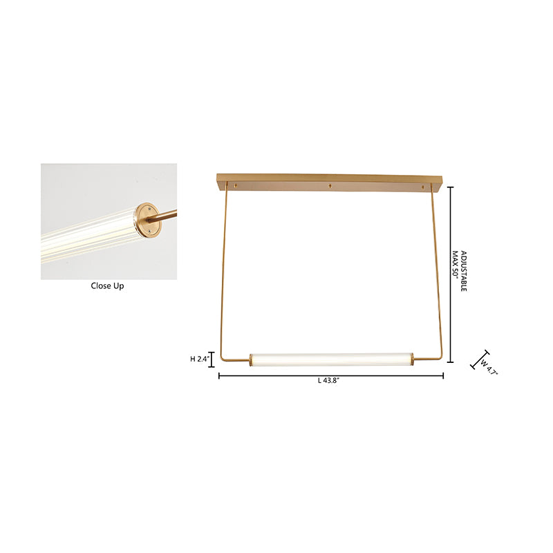 Brass Frame LED Chandelier with Clear &amp; White Glass Cylinder Shade