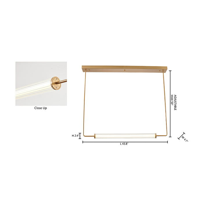 Brass Frame LED Chandelier with Clear &amp; White Glass Cylinder Shade
