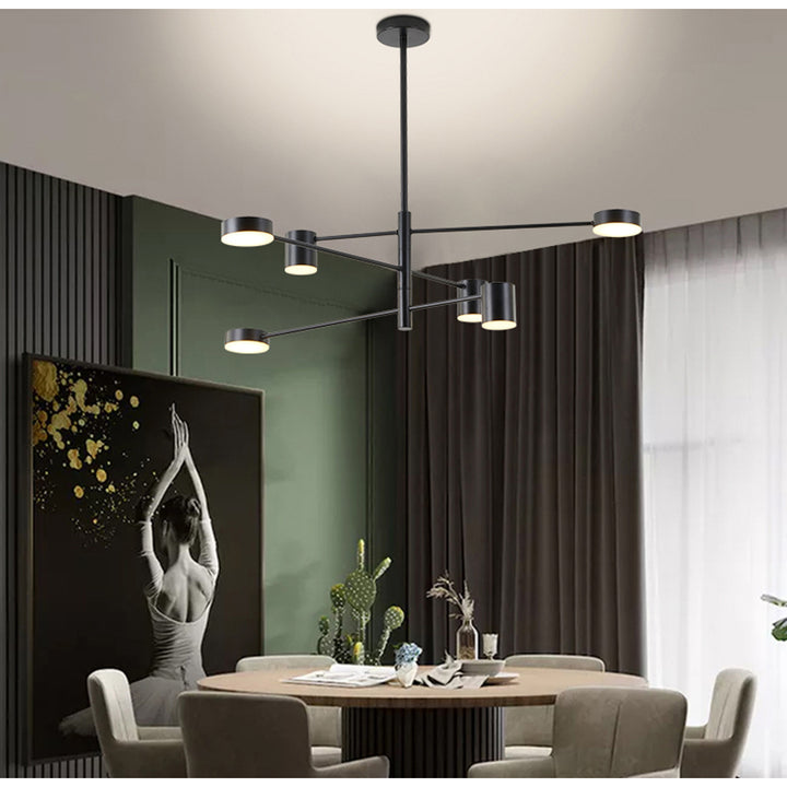 Three Tier Black Metal Frame LED Ceiling Fixture with White Diffusers by Bethel - view 7