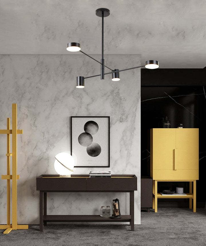 Two Tier Black Metal Frame LED Ceiling Fixture with White Diffusers by Bethel - view 6