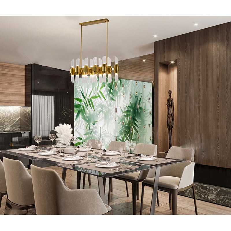 Satin Brass Glass Chandelier (MU132) by Bethel - view 8