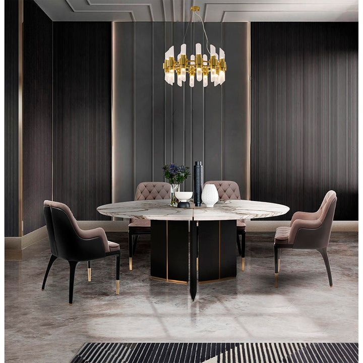 Satin Brass Glass Chandelier (MU131) by Bethel - view 8