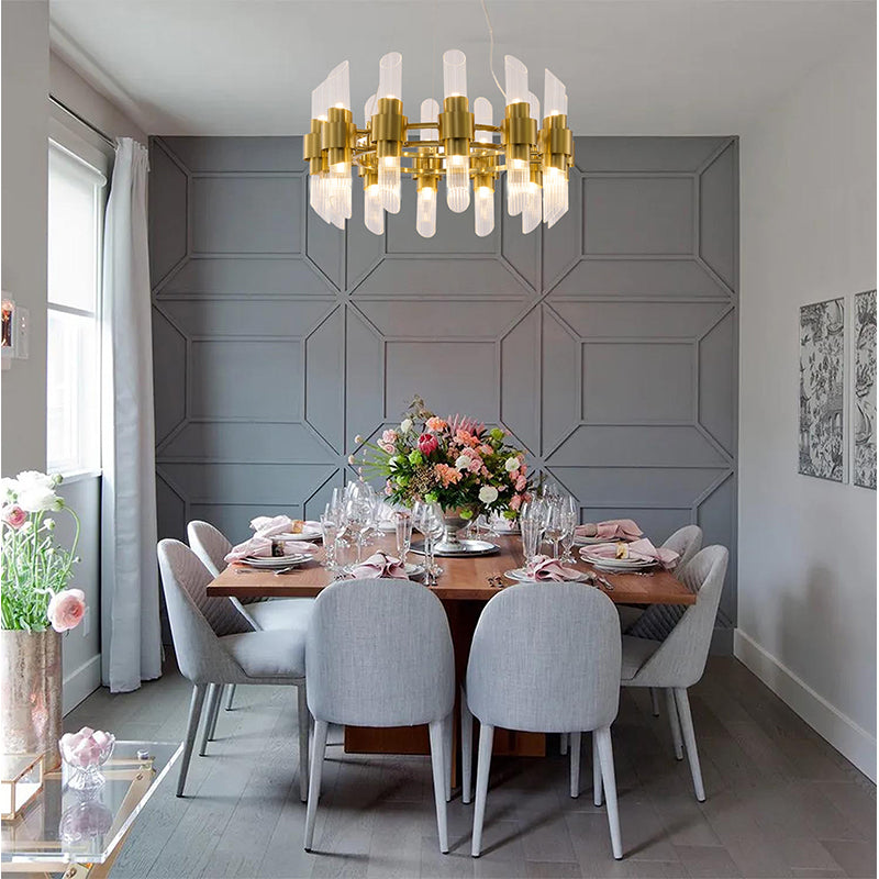 Satin Brass Glass Chandelier (MU131) by Bethel - view 9