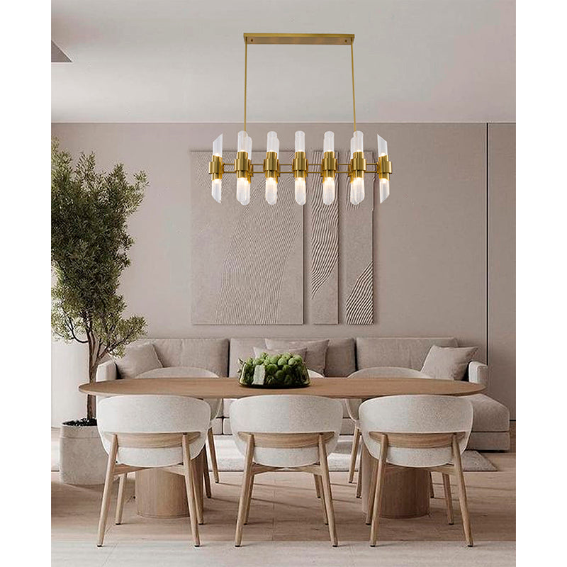 Satin Brass Glass Chandelier (MU133) by Bethel - view 7