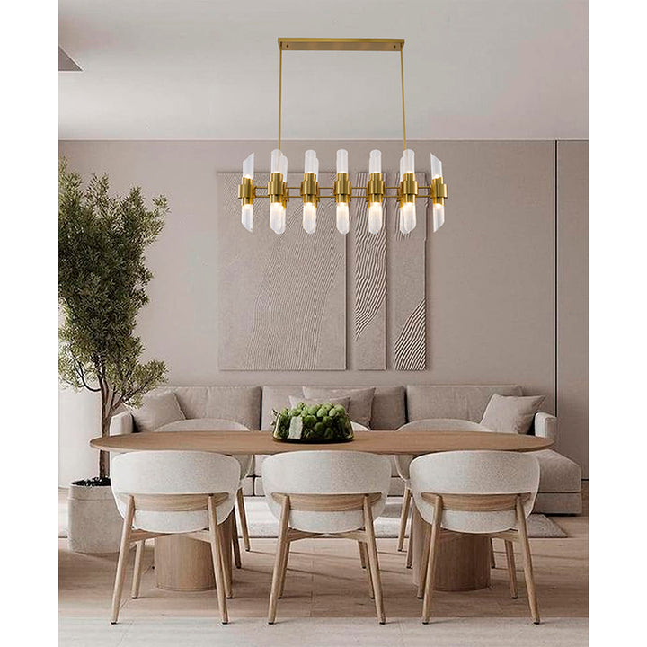 Satin Brass Glass Chandelier (MU133) by Bethel - view 7