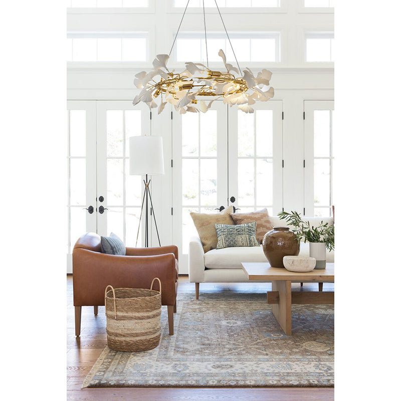 Round Frame Chandelier with Acrylic Leaf Accents by Bethel - view 16