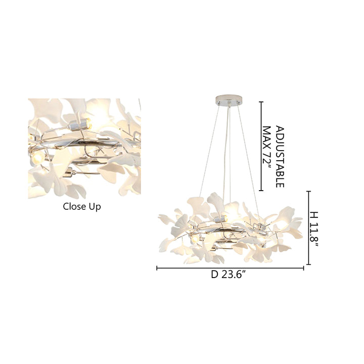 Round Frame Chandelier with Acrylic Leaf Accents by Bethel - view 6