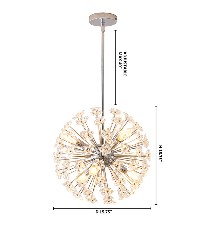 Clear Crystal Sputnik Flower Pendant Light with Hardware by Bethel - view 14