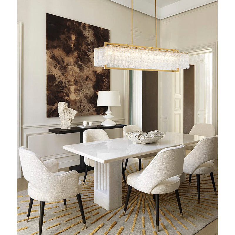 Rectangular Frame Chandelier with Hanging Clear Rippled Glass by Bethel - view 10