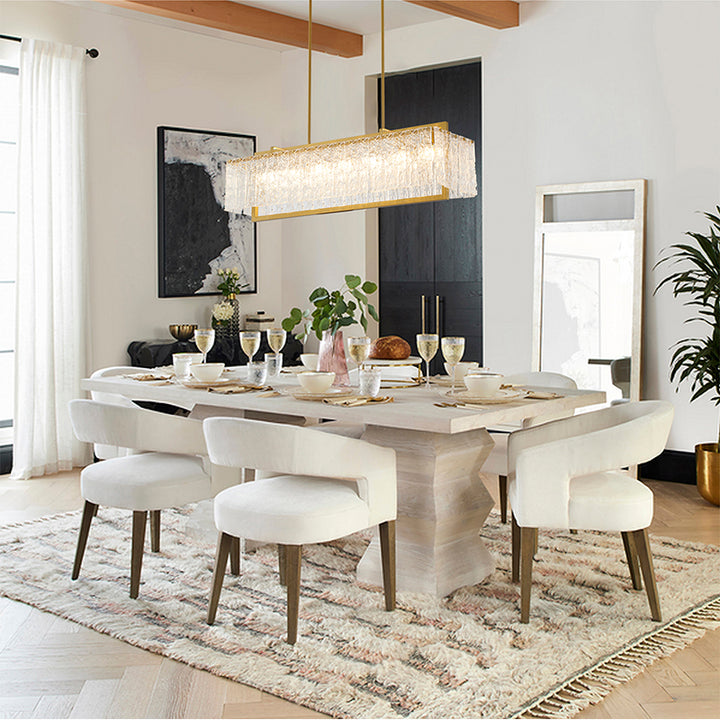 Rectangular Frame Chandelier with Hanging Clear Rippled Glass by Bethel - view 5