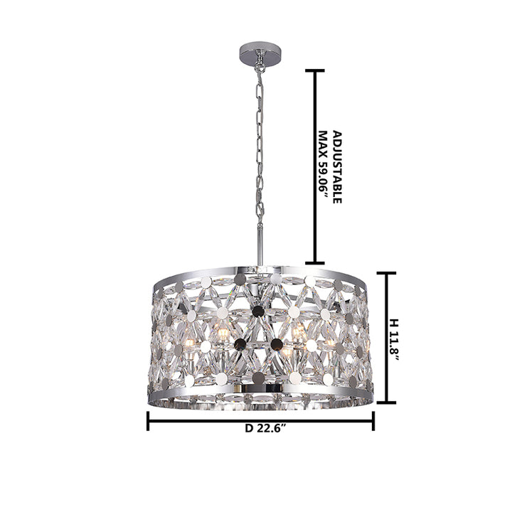 Frame Drum Chandelier with Star Clear Crystal Detailing by Bethel - view 3
