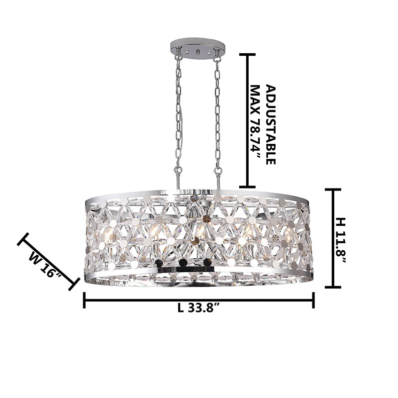 Oval Frame Chandelier with Clear Crystal Star Detailing by Bethel - view 4
