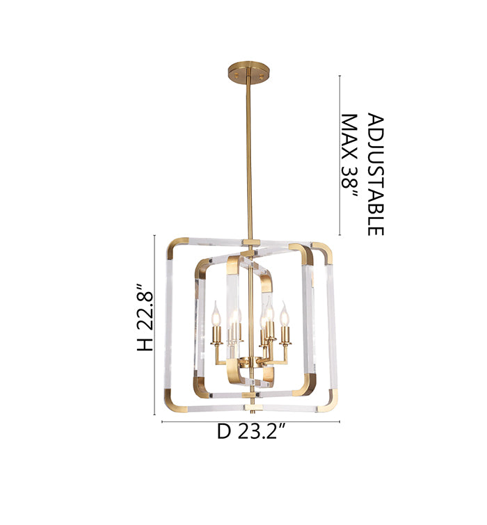 Metal Frame Ceiling Fixture with Clear Acrylic Arms Arms