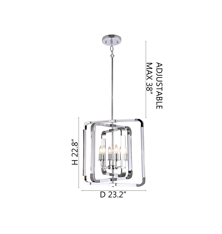 Metal Frame Ceiling Fixture with Clear Acrylic Arms Arms