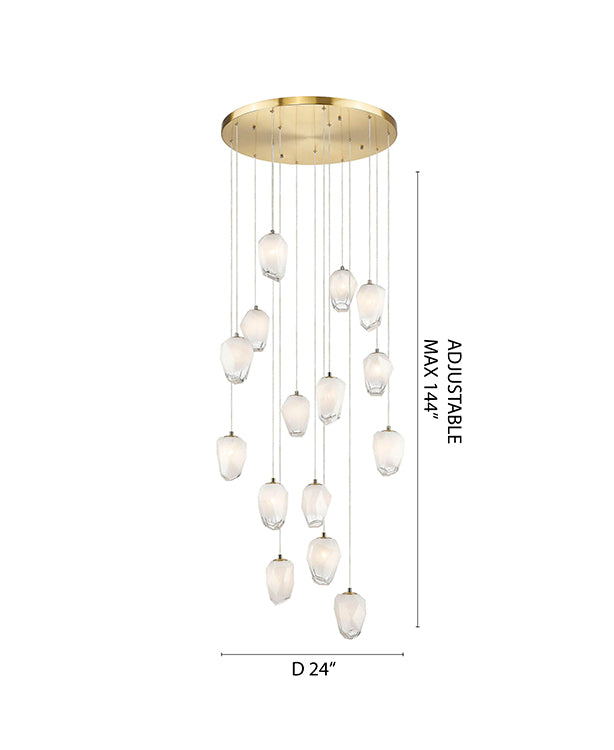 Round Flushed Chandelier with Hanging Glass Pendants (YS99) by Bethel - view 11