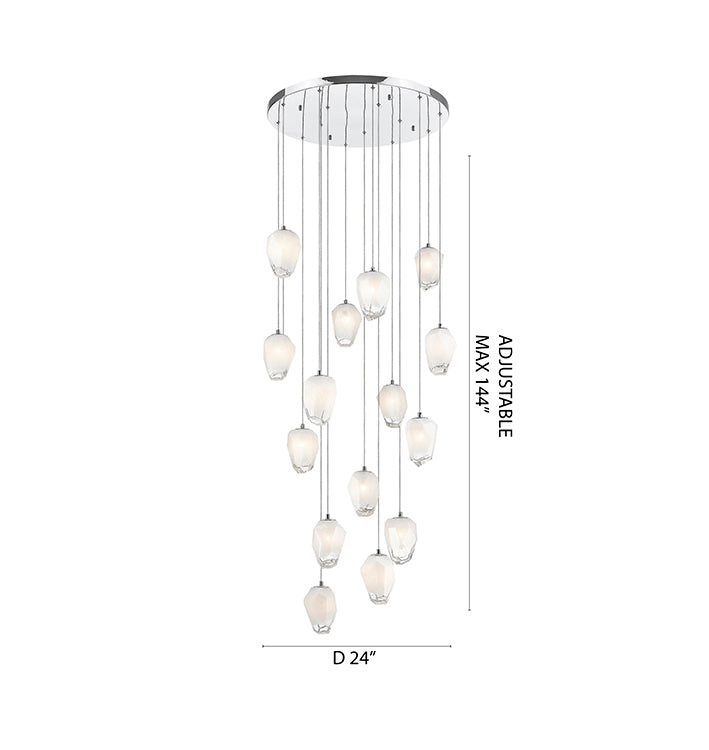 Round Flushed Chandelier with Hanging Glass Pendants (YS99) by Bethel - view 7