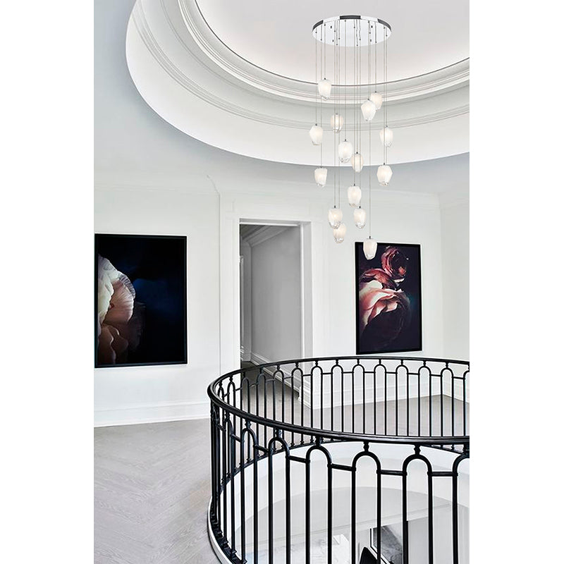 Round Flushed Chandelier with Hanging Glass Pendants (YS99) by Bethel - view 8
