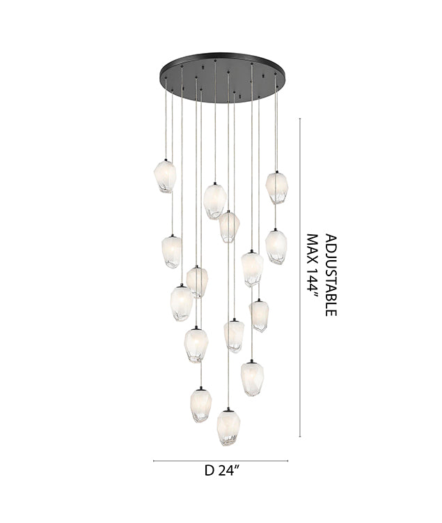 Round Flushed Chandelier with Hanging Glass Pendants (YS99) by Bethel - view 2