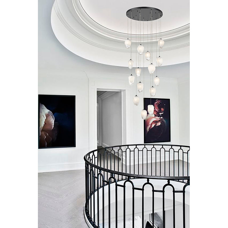 Round Flushed Chandelier with Hanging Glass Pendants (YS99) by Bethel - view 3