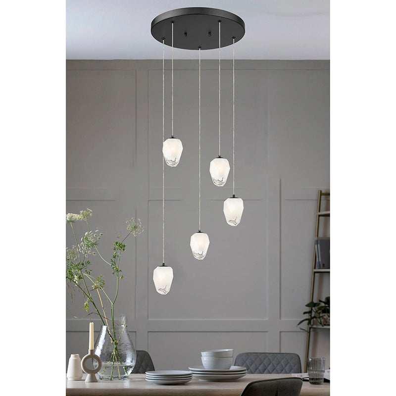 Round Frame Chandelier with Hanging Glass Pendants by Bethel - view 3