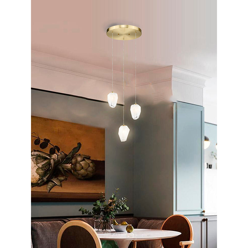 Round Frame Chandelier with Glass Hanging Pendants by Bethel - view 8