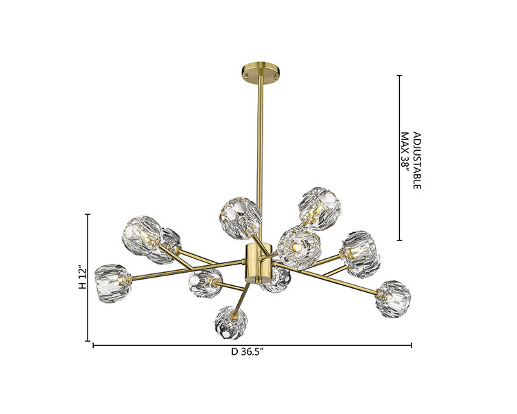 Frame Branch Chandelier with Clear Crystal Shades by Bethel - view 33