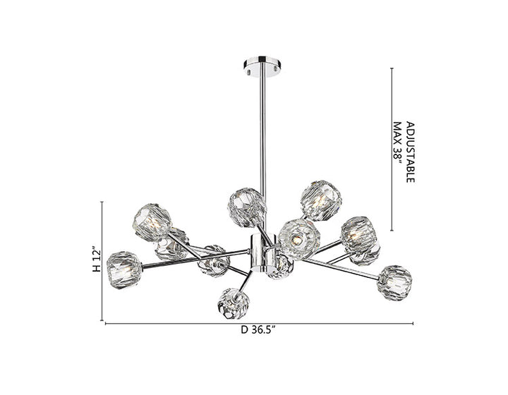 Frame Branch Chandelier with Clear Crystal Shades by Bethel - view 27