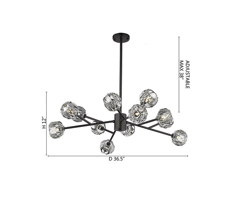 Frame Branch Chandelier with Clear Crystal Shades by Bethel - view 23