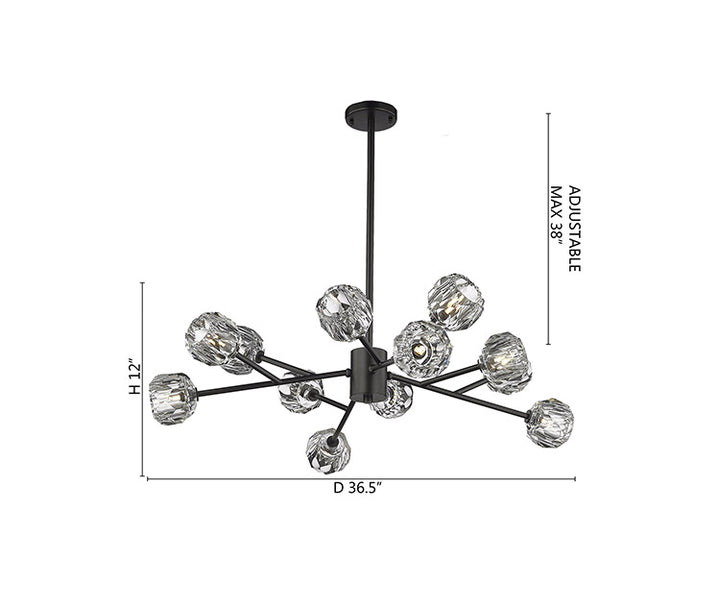 Frame Branch Chandelier with Clear Crystal Shades by Bethel - view 23