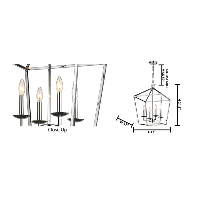 Metal Four Light Cage Ceiling Fixture by Bethel - view 9