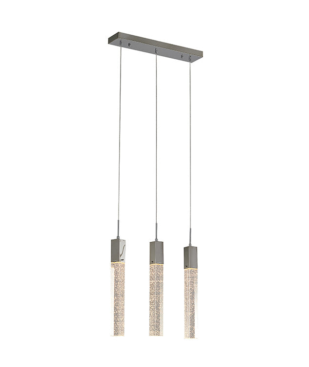 Frame Island Light with Hanging Clear Bubble Block Crystals in Chrome by Bethel