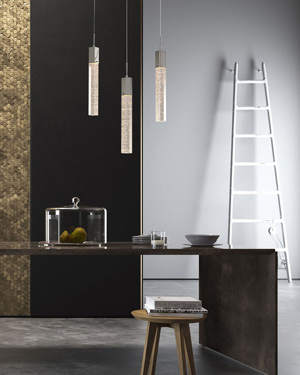Frame Island Light with Hanging Clear Bubble Block Crystals by Bethel - view 2