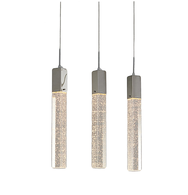 Frame Island Light with Hanging Clear Bubble Block Crystals by Bethel - view 4